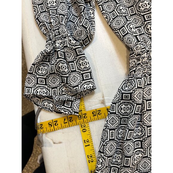 Libby Edelman Dress Black & Ivory Print Dress 3/4 Sleeve Large - Picture 4 of 8